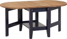 SANTOS NAVY BLUE AND DISTRESSED WAXED PINE DROP LEAF COFFEE TABLE