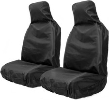 AUTO HIGH Waterproof Universal Front Car Seat Covers Black Heavy Duty Nylon Pair