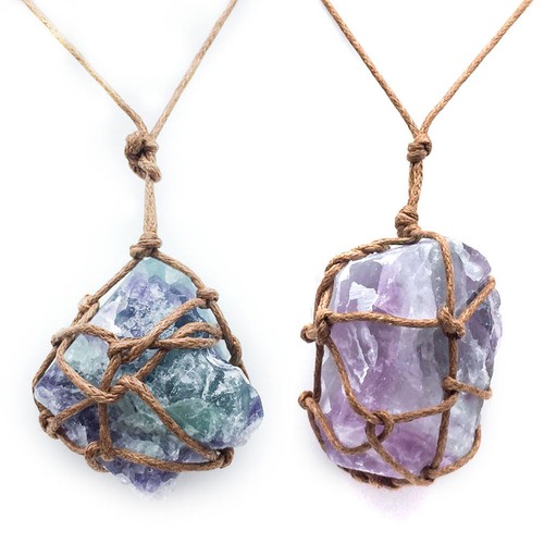1pc natural fluorite necklace - natural,