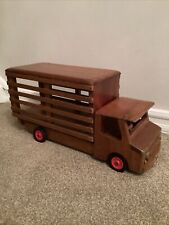 Vintage Scratch Built Wooden Wood Cattle Lorry Truck Handmade Toy Rustic