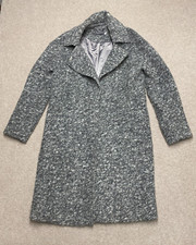 Mint Velvet Overcoat Size UK Small Grey Long Jacket Wool Blend Women's