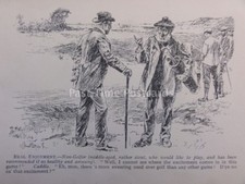 Golf Theme CADDIE / NON GOLFER - REAL ENJOYMENT Antique Punch Cartoon