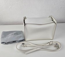 Charles & Keith White Shoulder Bag with Dust Bag Minimalist Boxy Style Crossbody