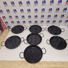 Paella Pans Set of 6 Black Enamel with Handles 26cm Diameter M