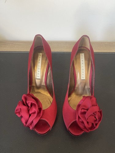 Pura lopez red satin platform - satin,