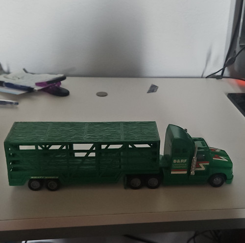 Green plastic semi truck - plastic, toy