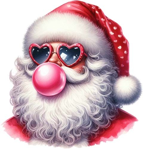 Retro santa blowing - blowing, bubble