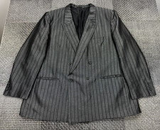 Vintage Double‑Breasted stripe Suit Jacket 52R Grey Korea 1980s–90s