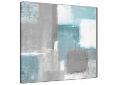 Teal Grey Painting Kitchen Canvas Wall Art Accessories - Abstract 1s377s - 49cm