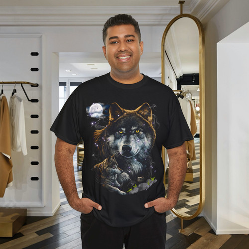 Wolf family under moon shirt - t,