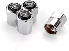 Volvo Black Silver Anti Dust Valve Stem Tire Tyre Caps | UK Seller