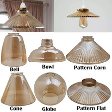 Vintage Amber Glass Ceiling Light Shade – Retro Style Easy Fit Pendant Lampshade