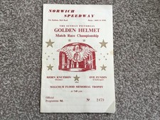 * NORWICH: M.FLOOD MEMORIAL TROPHY+ GOLDEN HELMET 11/5/62 speedway programme