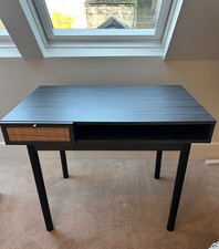 Made.com Pavia Desk - Rattan & Black Wood Effect