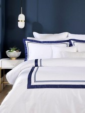 Christy Coniston Cotton 400 Thread Count Double Duvet Cover Set - Navy (Dust) B+