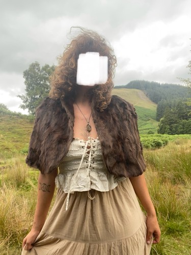 Vintage brown real mink fur - brown,