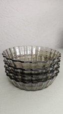 Vintage Smoked Glass Arcopal France Tartlet Mini Quiche Tart Flan Dishes x4