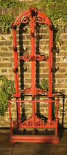 6' Tall red Victorian cast iron railway/hall coat hat umbrella stand