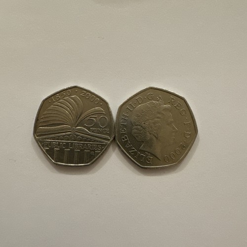 50p coin public - , library