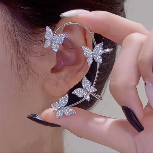 Silver rhinestone butterfly - silver.,