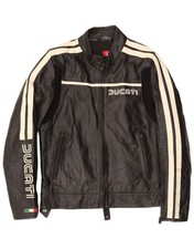 DUCATI Mens Moto Racer Jacket EU 48 Medium Black Colourblock Leather Biker RS10