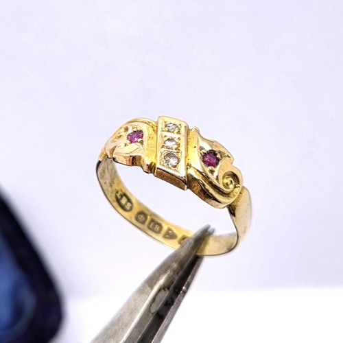 18ct antique ruby diamond ring - antique,