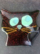 Unique Handmade Artisan Made Folk Art Glass SUNCATCHER Vibrant Abstract Cat 12