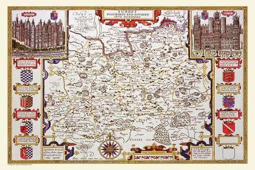 Old map surrey 1611 - map,