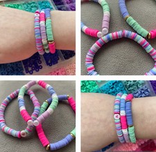 Hand- Made Clay Bead Bracelets  set of 3