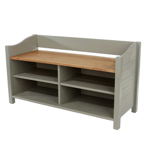 Shoe bench with shelves - shelves, grey