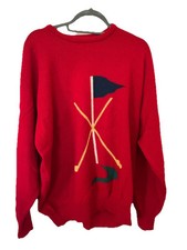 VTG Pringle Nick Faldo Red Wool Golf Sweater Pullover Jumper Size XL Scotland