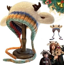 Creative Antler Hat & Bag 2-in-1 – Festive Reindeer Knitted Christmas Beanie