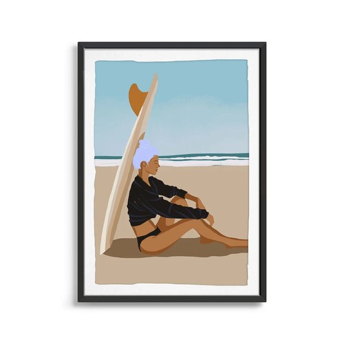 Surfer girl resting - surfer, on