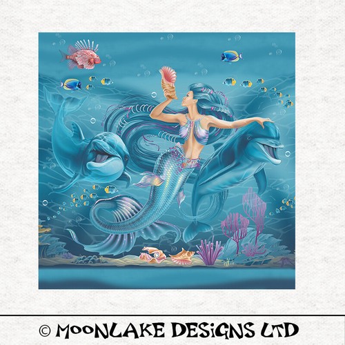 Mermaid dolphin art fabric - art,