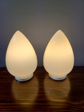 Pair Vintage Mid Century Modern Opaline Glass Egg Lamps