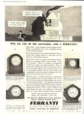 Original 1932 Advert for FERRANTI Bakelite Electric Clocks Art Deco Era Print Ad