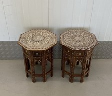 PAIR OF INDIAN INLAID FOLDING HOSHIARPUR SIDE TABLES
