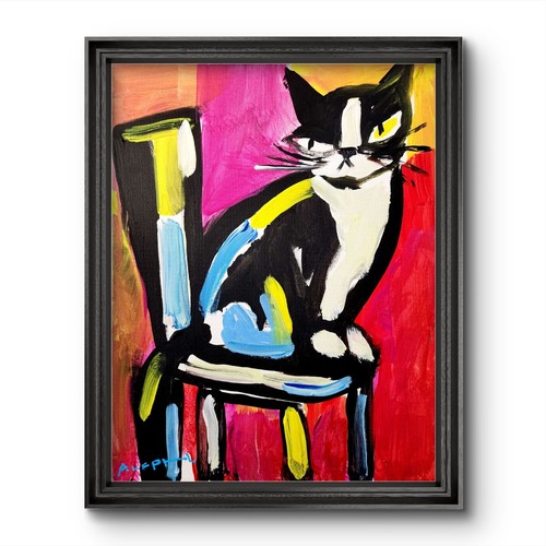 Aleph hand painted cat 11x14 - painted,