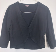 Phase Eight Black Fine Knit Bolero Shrug Cardigan UK 12 Hook Fastening