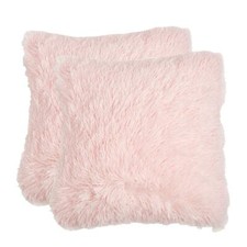 Sienna Set of 2 Fluffy Cushion Covers Shaggy Set Scatter Sofa 18" x 18