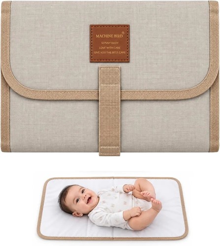 Beige baby changing mat - changing,