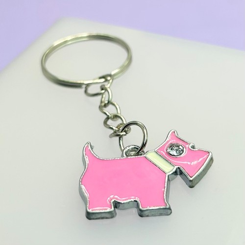 Pink scottie dog pendant - pink,