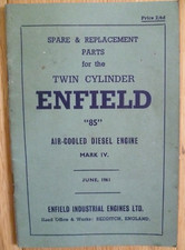 ENFIELD 85 SINGLE MK IV TWIN CYLINDER DIESEL ENGINE SPARE PARTS LIST BOOK 1961