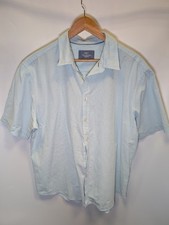 M&S Mens White Green Stripe Seersucker Short Sleeve Shirt Size XL