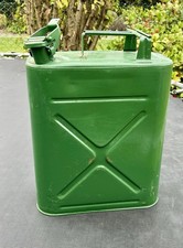 Genuine Vintage French Metal Green Fuel Jerry Can – 1950s~ Unusual Design ~￼