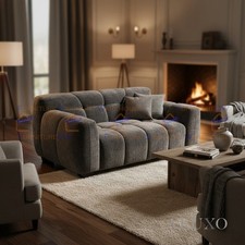 Luxury Harlequin 2 Seater Bouclé Sofa Loveseat Chocolate Cocoa Upholstered Couch