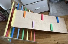 Kids Foldable Wooden Triangle Climbing Frame with Reversible Ramp and Slides