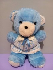 Vintage Blue Fluffy Teddy Bear