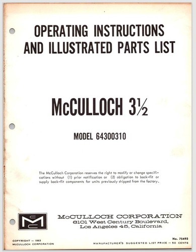 Mcculloch outboard motor - mcculloch, 3.5