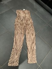 STUNNING BECKYS BOUTIQUES GOLD SEQUIN JUMPSUIT SZ L 12 UK NEW WITH TAGS!